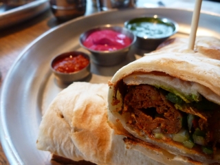 Beautifully cooked venison sheek with beetroot raita to remind me of the colours of India.