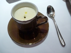 Cauliflower veloute with truffle oil. Maybe that's only a cliche for inveterate foodies like us?