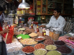 Memories of India - brightly coloured provisions at the market