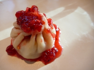 Goose momo with redcurrant sauce - OMG it's too perfect!