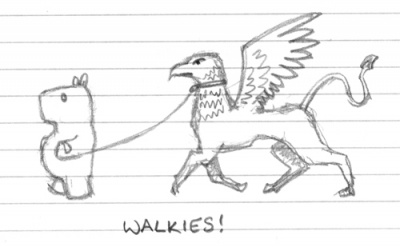 The danger with walking your griffin is that you may have an unscheduled flight