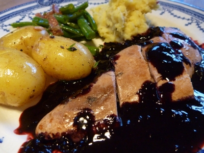 That bilberry sauce is nearly black. Yes, yes, could have been plated better.