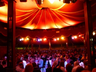The Spiegeltent, looking like a big friendly arse