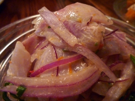 This is what we're here for: lime, chilli, fresh raw fish. Ceviche.