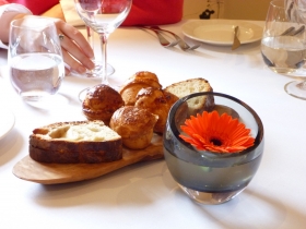 Yummy little brioche rolls in a very traditional fine dining setting