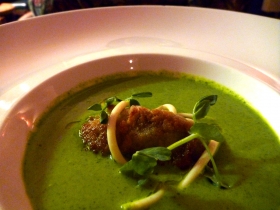 Oyster rissole in a vichyssoise of alexanders, which sounds as good as it tasted