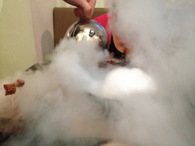 Liquid nitrogen used with exuberance on our pud!