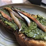Smoked anchovy on toast