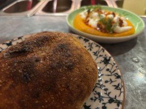 Bread and carrot with labneh